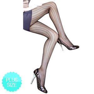 Plus Size Herringbone Black Leggings